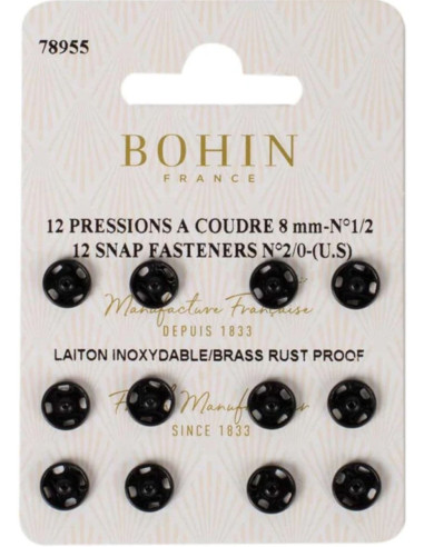 8 mm Bohin Snap Fasteners - Black
