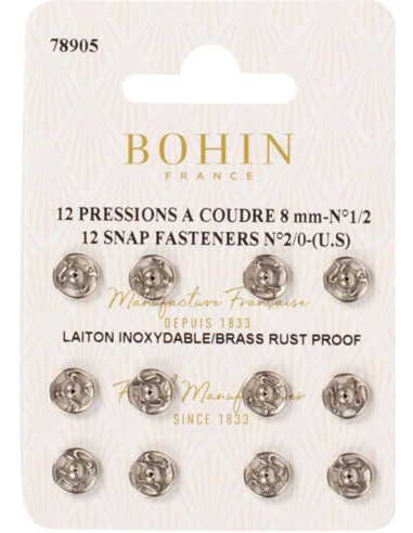 8 mm Bohin Snap Fasteners - Silver