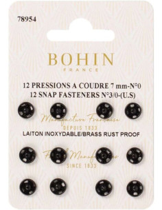 7 mm Bohin Snap Fasteners - Black