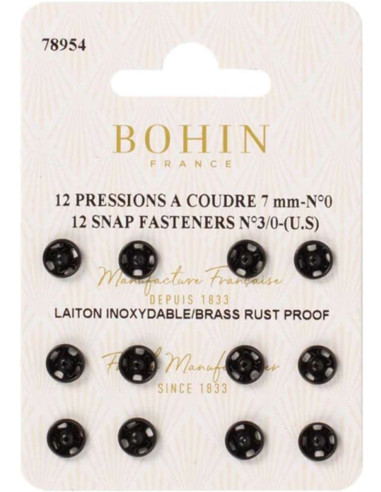 7 mm Bohin Snap Fasteners - Black