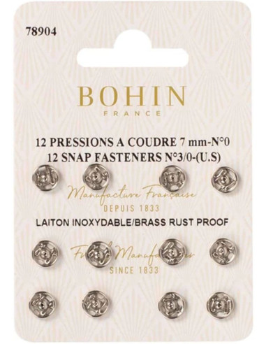 7 mm Bohin Snap Fasteners - Silver