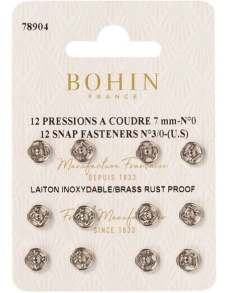 7 mm Bohin Snap Fasteners - Silver
