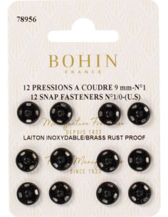 9 mm Bohin Snap Fasteners - Black