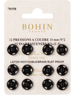 10 mm Bohin Snap Fasteners - Black