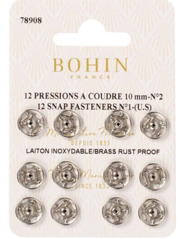 10 mm Bohin Snap Fasteners - Silver