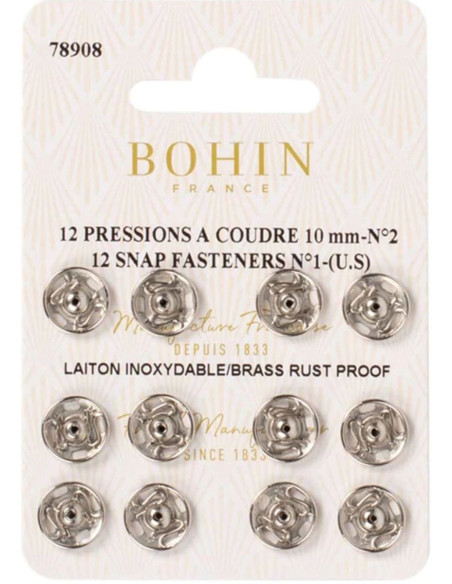 10 mm Bohin Snap Fasteners - Silver