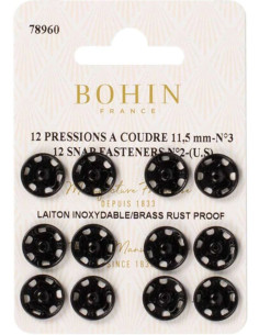 11.5 mm Bohin Snap Fasteners - Black