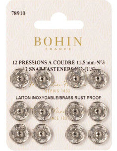 11.5 mm Bohin Snap Fasteners - Silver