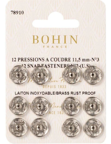 11.5 mm Bohin Snap Fasteners - Silver