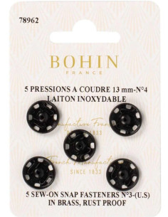 13 mm Bohin Snap Fasteners - Black