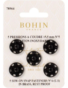 15.5 mm Bohin Snap Fasteners - Black