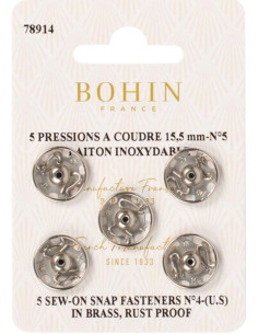 15.5 mm Bohin Snap Fasteners - Silver
