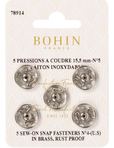 15.5 mm Bohin Snap Fasteners - Silver