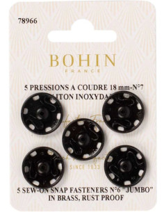 18 mm Bohin Snap Fasteners - Black