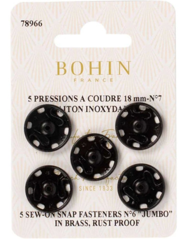 18 mm Bohin Snap Fasteners - Black