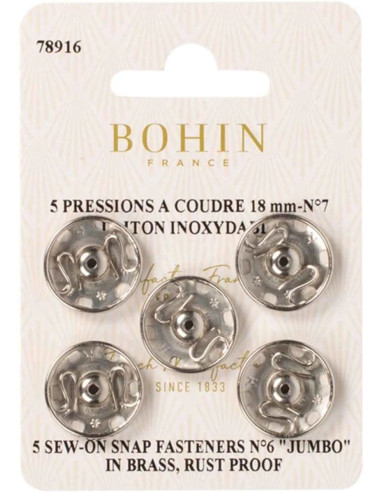 18 mm Bohin Snap Fasteners - Silver