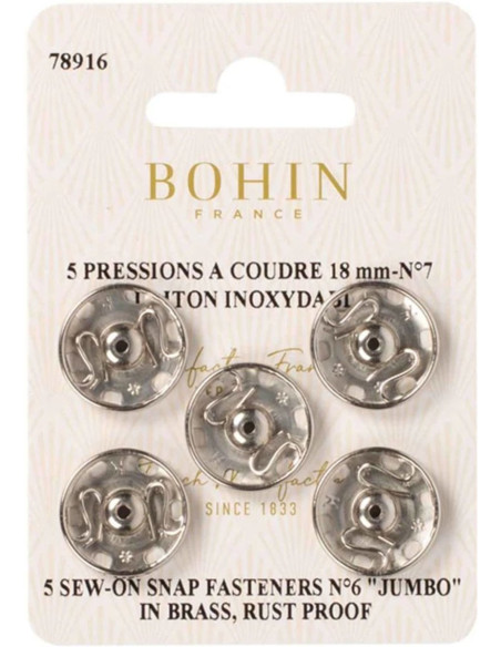 18 mm Bohin Snap Fasteners - Silver