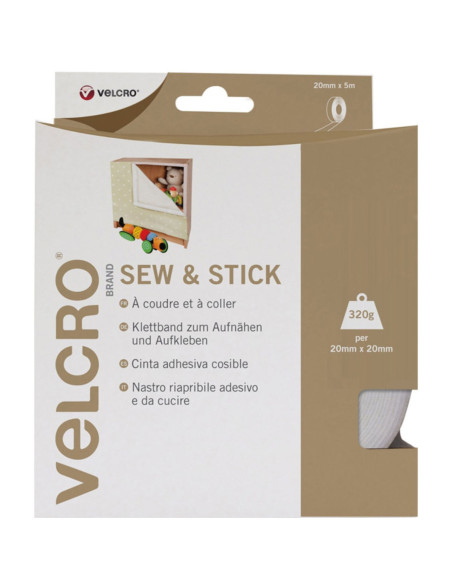 VELCRO® Brand Mixed Hook and Loop Tape (adhesive and sew-on) 20mm X 5M white