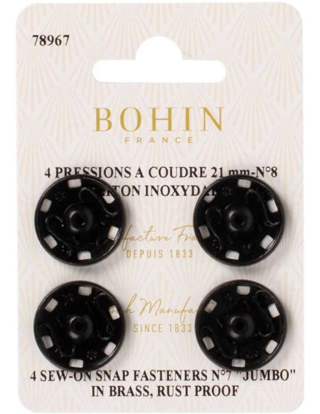 21 mm Bohin Snap Fasteners - Black