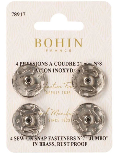 21 mm Bohin sew-on snaps - Silver