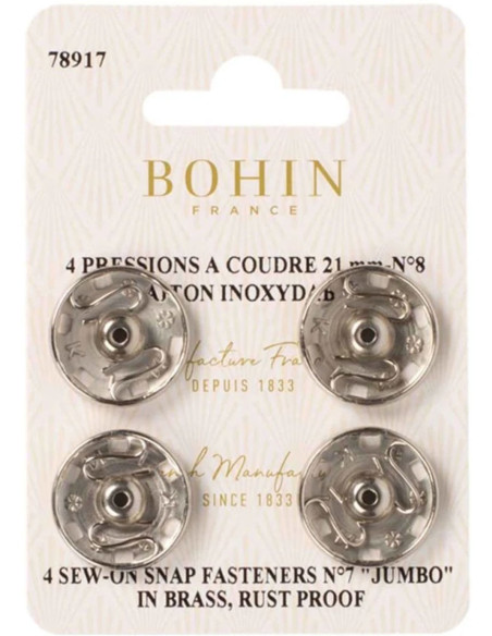 21 mm Bohin sew-on snaps - Silver