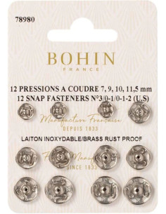 Assortment of sew-on snaps 4 sizes Bohin - Silver