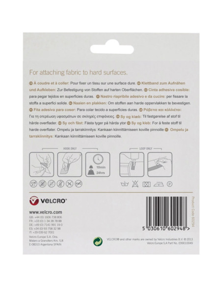 VELCRO® Brand Mixed Hook and Loop Tape (adhesive and sew-on) 20mm X 5M white