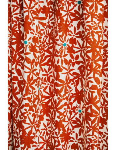 Flowery Viscose Crepe Fabric - Orange