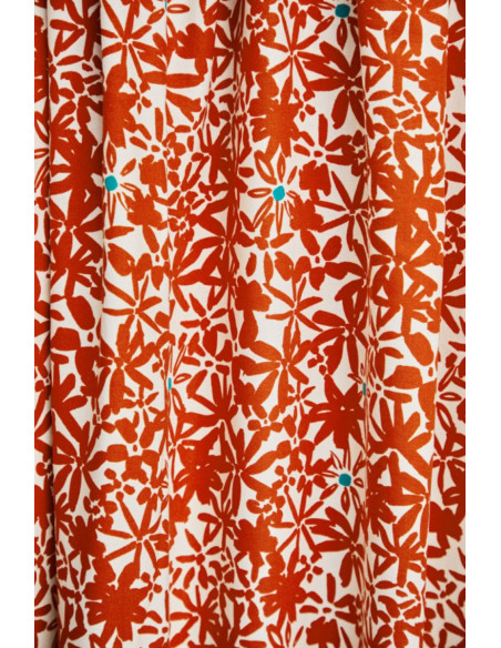 Flowery Viscose Crepe Fabric - Orange