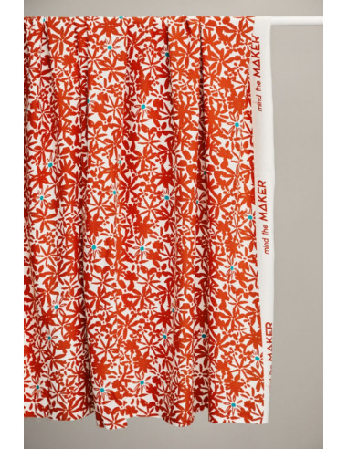 Flowery Viscose Crepe Fabric - Orange