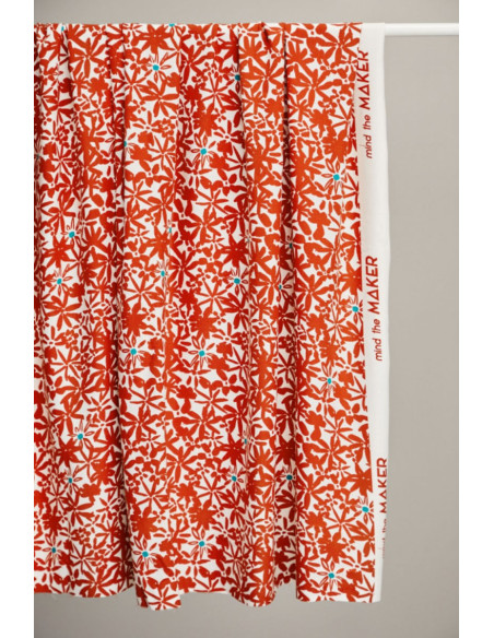 Flowery Viscose Crepe Fabric - Orange