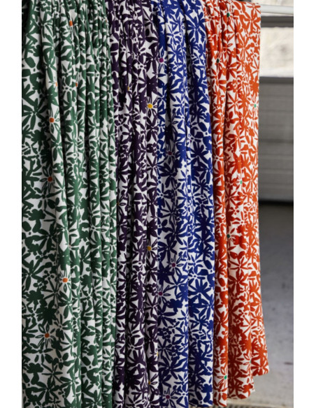 Flowery Viscose Crepe Fabric - Orange
