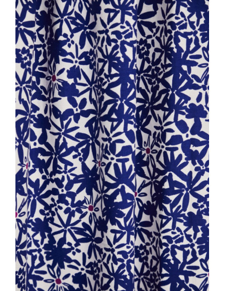 Flowery Viscose Crepe Fabric - Cobalt Blue