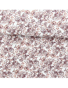 Fancy viscose fabric - Off-white and prune Pistrello