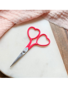 Heart embroidery scissors 9 cm - Lise Tailor - Neon pink