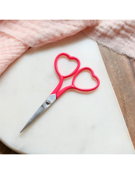 Heart embroidery scissors 9 cm - Lise Tailor - Neon pink