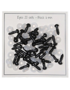 Black safety eyes 6 mm - 20 pairs