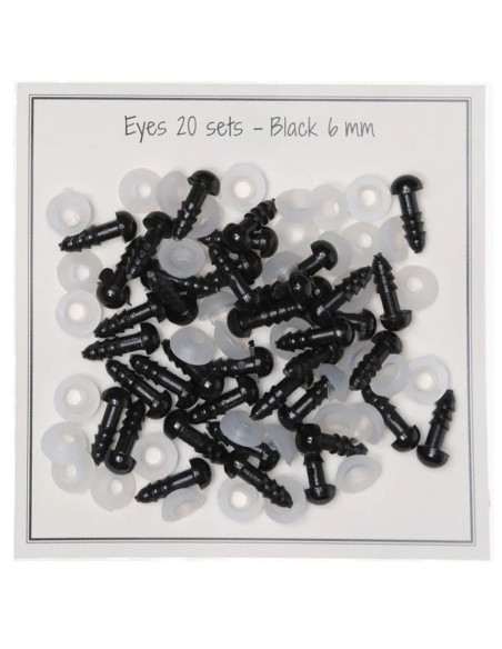 Black safety eyes 6 mm - 20 pairs