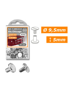 25 sets of Chicago screws 9.5 mm x 5 mm - Silver 2
