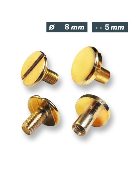 25 sets of Chicago screws 8 mm x 5 mm - Gold