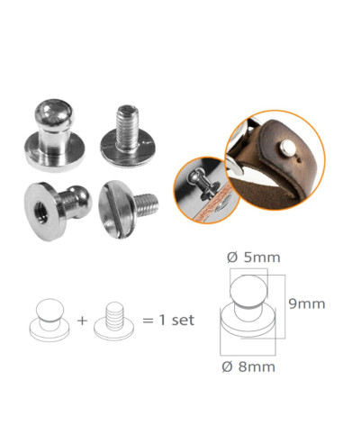4 sets of screw collar buttons - Silver