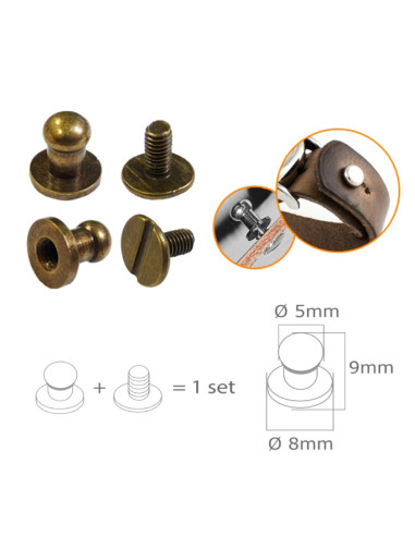 4 sets of screw collar buttons - Bronze