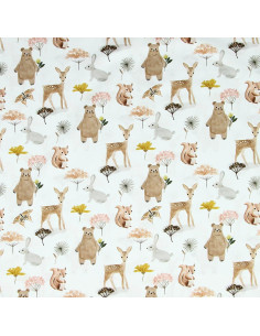 Cotton poplin fabric - Michka white and brown 2