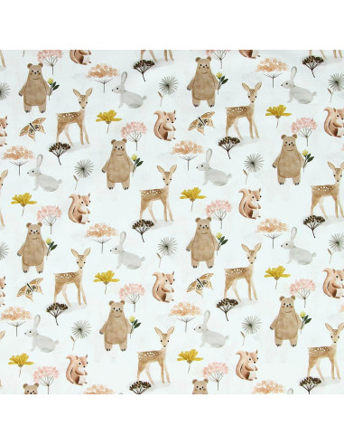 Cotton poplin fabric - Michka white and brown