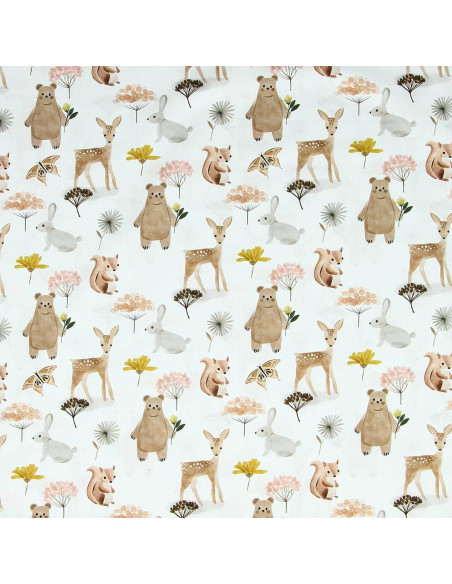 Cotton poplin fabric - Michka white and brown