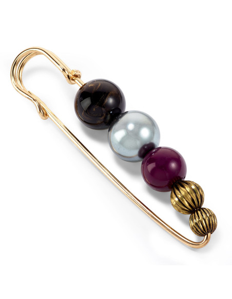 Black, silver, and burgundy pearl decorative pin