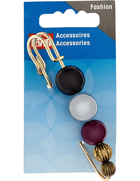 Black, silver, and burgundy pearl decorative pin