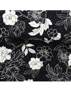 Lycra swimsuit fabric - Black and white flowers