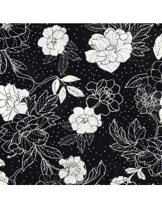 Lycra swimsuit fabric - Black and white flowers 2