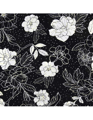 Lycra swimsuit fabric - Black and white flowers